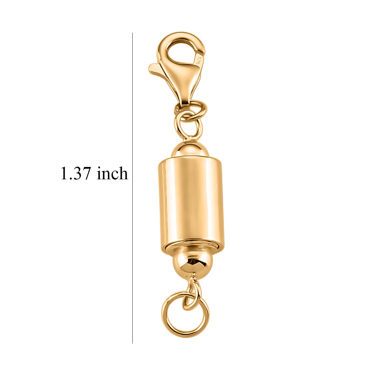 14K YG Over Sterling Silver Cylindrical Magnetic Lock with 9mm Lobster Clasp (2.65 g) image number 3