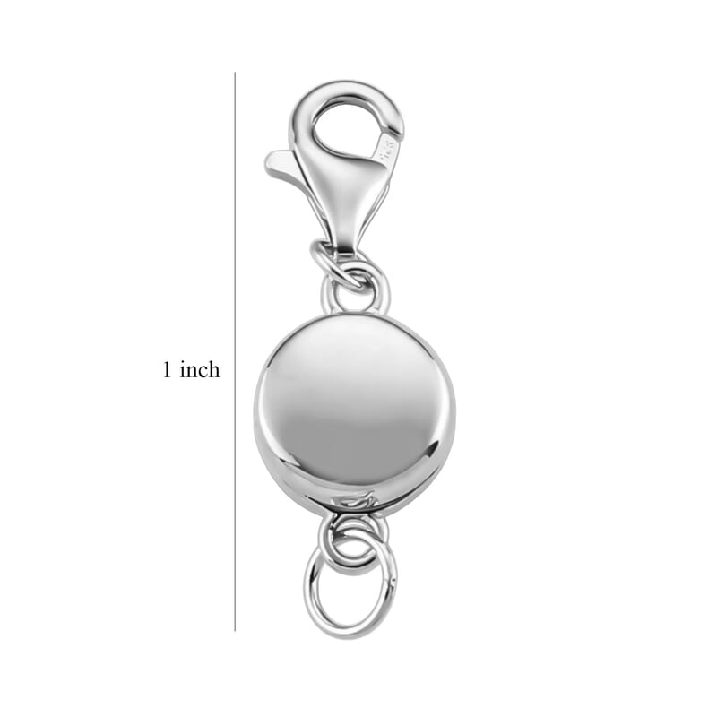 Rhodium Over Sterling Silver Round Magnetic Lock with 9mm Lobster Clasp (1.95 g)