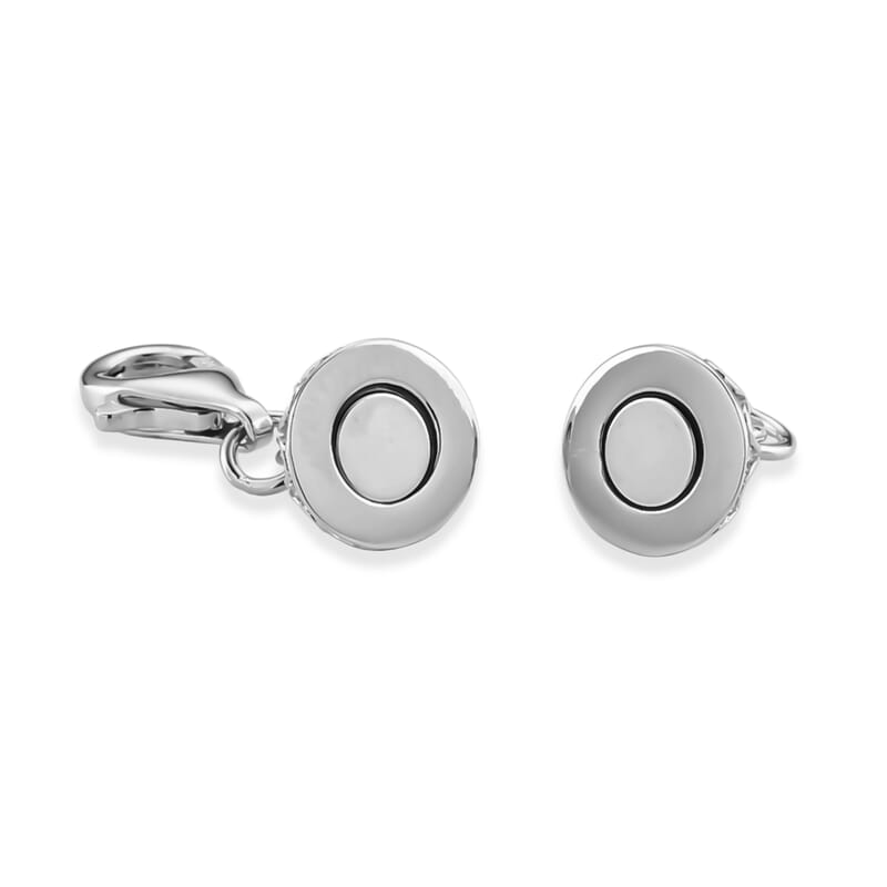 Rhodium Over Sterling Silver 8mm Magnetic Lockwith 9mm Lobster Clasp (1.70 g)