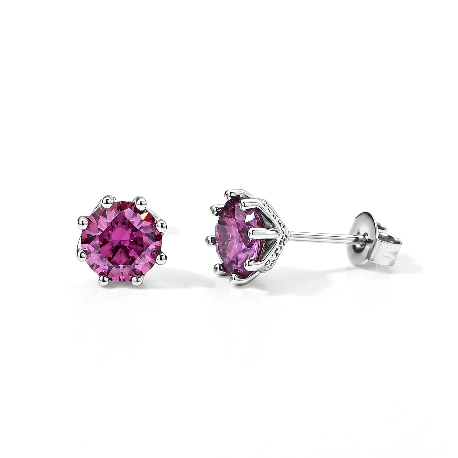 EverTrue Pink Moissanite 1.90 ctw Earrings in Platinum Bond