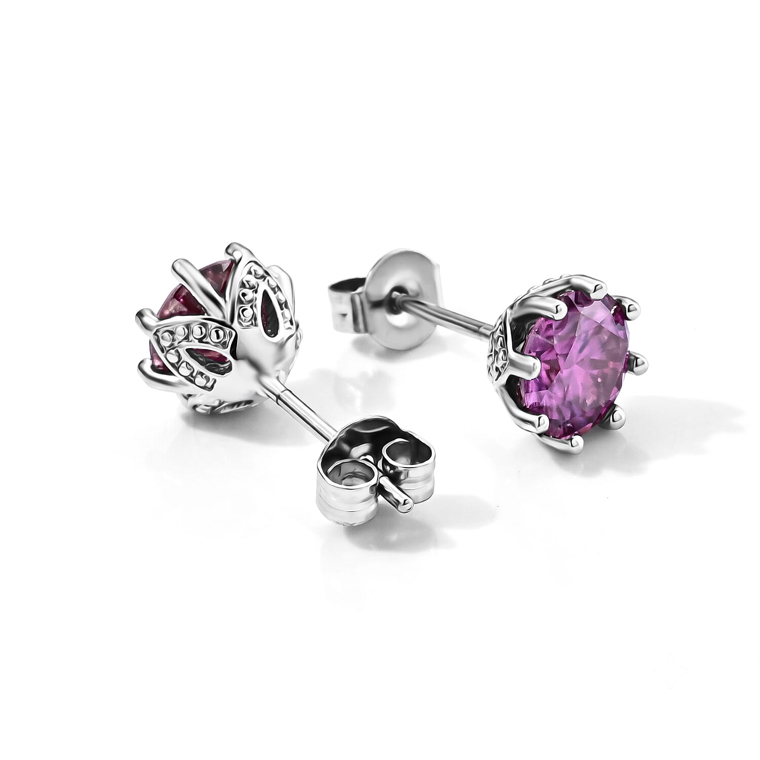 EverTrue Pink Moissanite 1.90 ctw Earrings in Platinum Bond