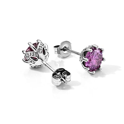 EverTrue Pink Moissanite 1.90 ctw Earrings in Platinum Bond