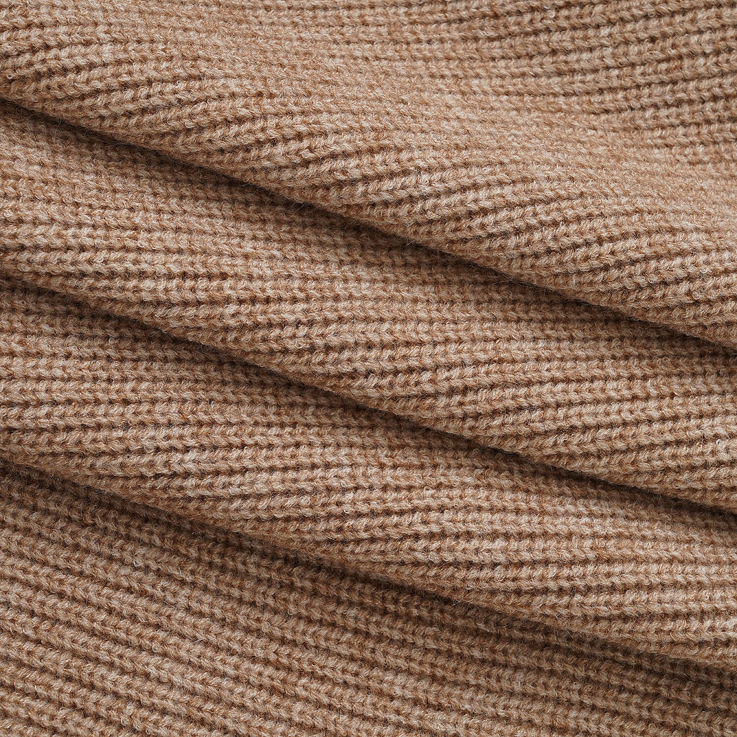 La Marey Khaki High Collar Pom-Pom Shawl