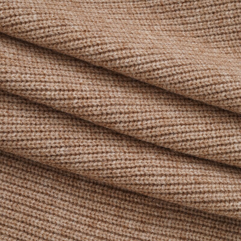 La Marey Khaki High Collar Pom-Pom Shawl