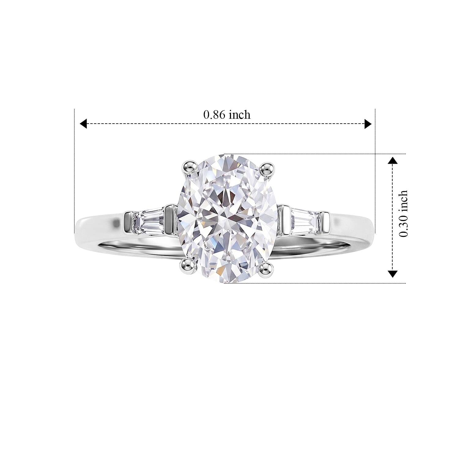 EverTrue Moissanite 2.10 ctw Ring in Platinum Bond (Size 5.0)