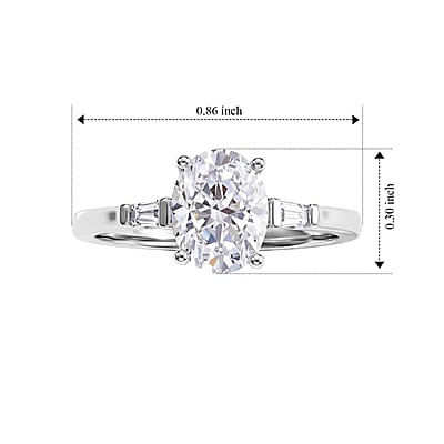 EverTrue Moissanite 2.10 ctw Ring in Platinum Bond (Size 5.0)