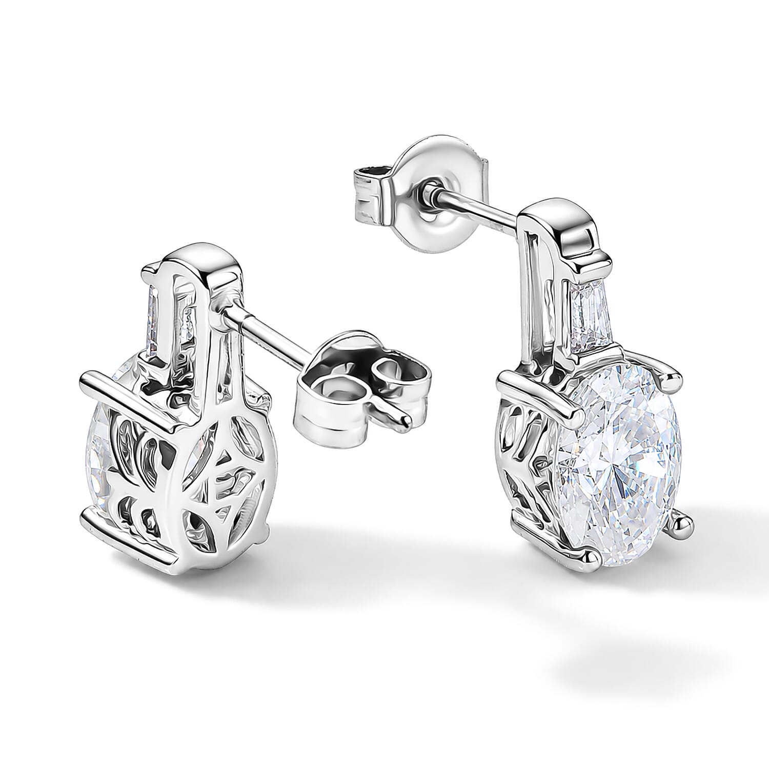 EverTrue Moissanite 2.10 ctw Earrings in Platinum Bond