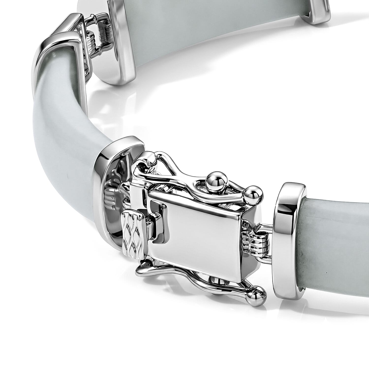 EverTrue Natural Jade 10.00 ctw Bracelet in in Silvertone (6.50 In)