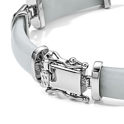 EverTrue Natural Jade 10.00 ctw Bracelet in in Silvertone (6.50 In)