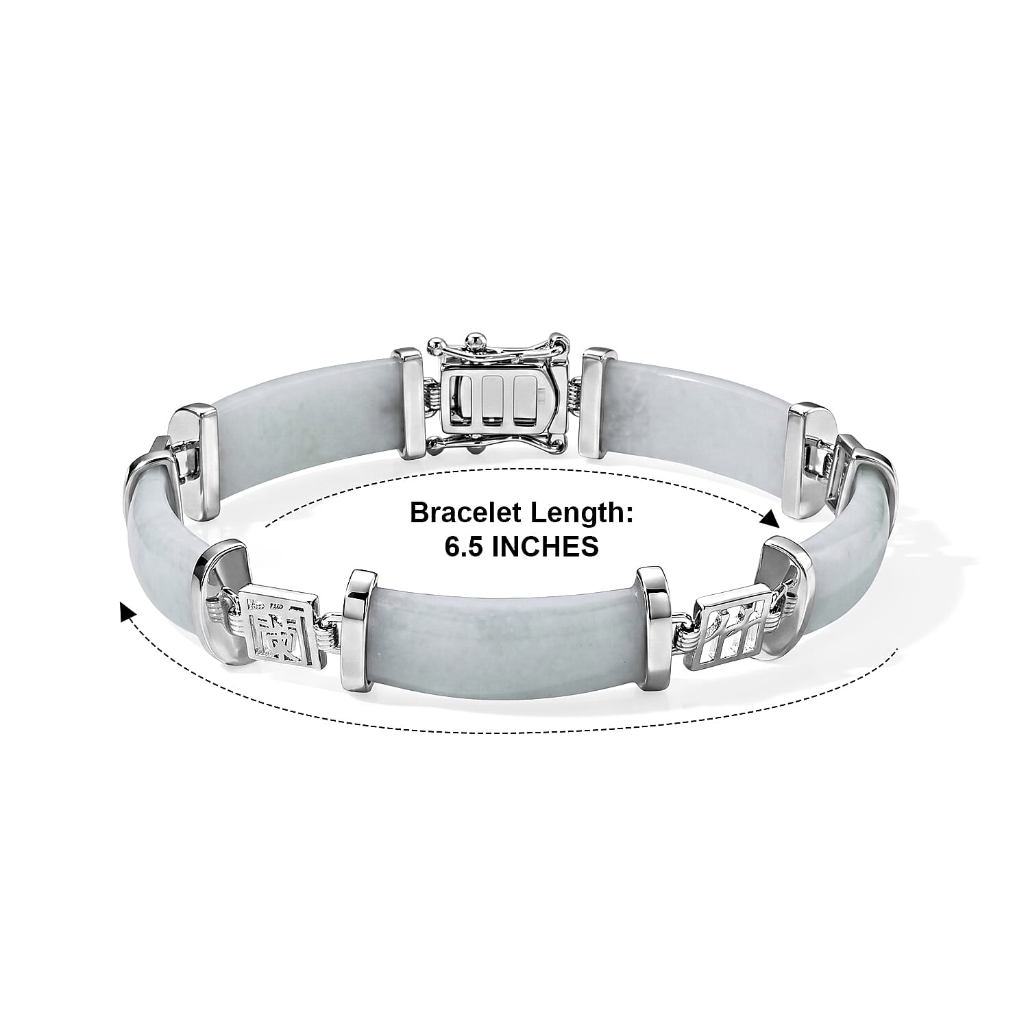 EverTrue Natural Jade 10.00 ctw Bracelet in in Silvertone (6.50 In)