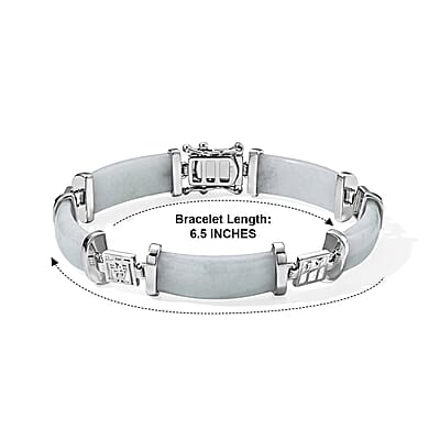 EverTrue Natural Jade 10.00 ctw Bracelet in in Silvertone (6.50 In)