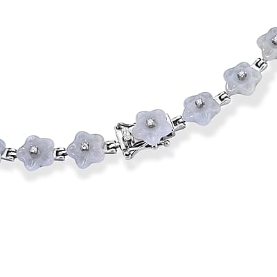 D'Joy White Jade (D) and Moissanite 54.00 ctw Necklace in Rhodium Over Sterling Silver 18 Inches