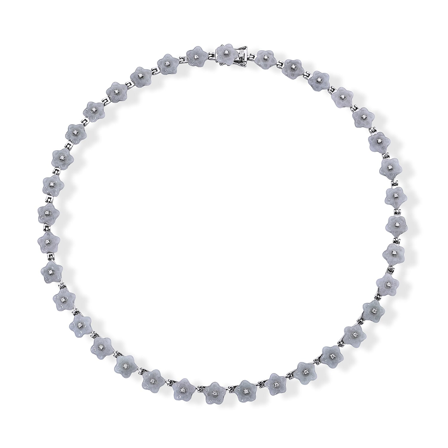 D'Joy White Jade (D) and Moissanite 54.00 ctw Necklace in Rhodium Over Sterling Silver 18 Inches