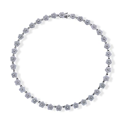 D'Joy White Jade (D) and Moissanite 54.00 ctw Necklace in Rhodium Over Sterling Silver 18 Inches