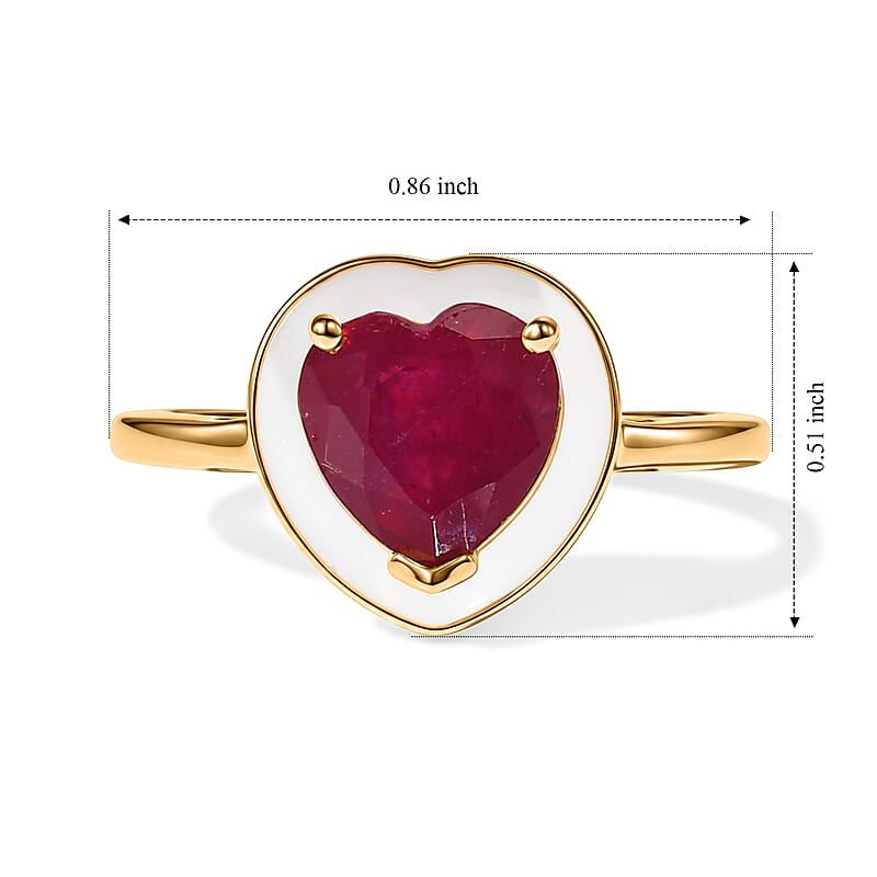 D'Joy Premium Niassa Ruby (FF) 2.60 ctw Ring in 18K Vermeil Yellow Gold Over Sterling Silver (Size 5.0)