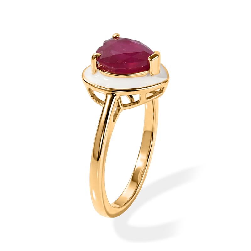 D'Joy Premium Niassa Ruby (FF) 2.60 ctw Glow Heart Ring in 18K Vermeil YG Over Sterling Silver (Size 6.0)