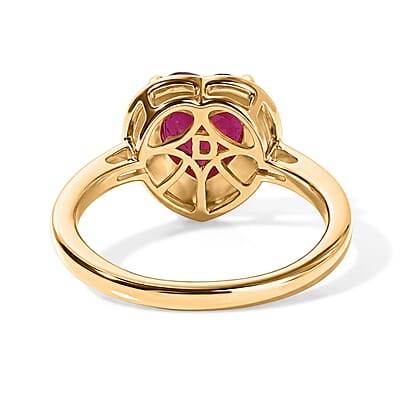 D'Joy Premium Niassa Ruby (FF) 2.60 ctw Glow Heart Ring in 18K Vermeil YG Over Sterling Silver (Size 6.0)
