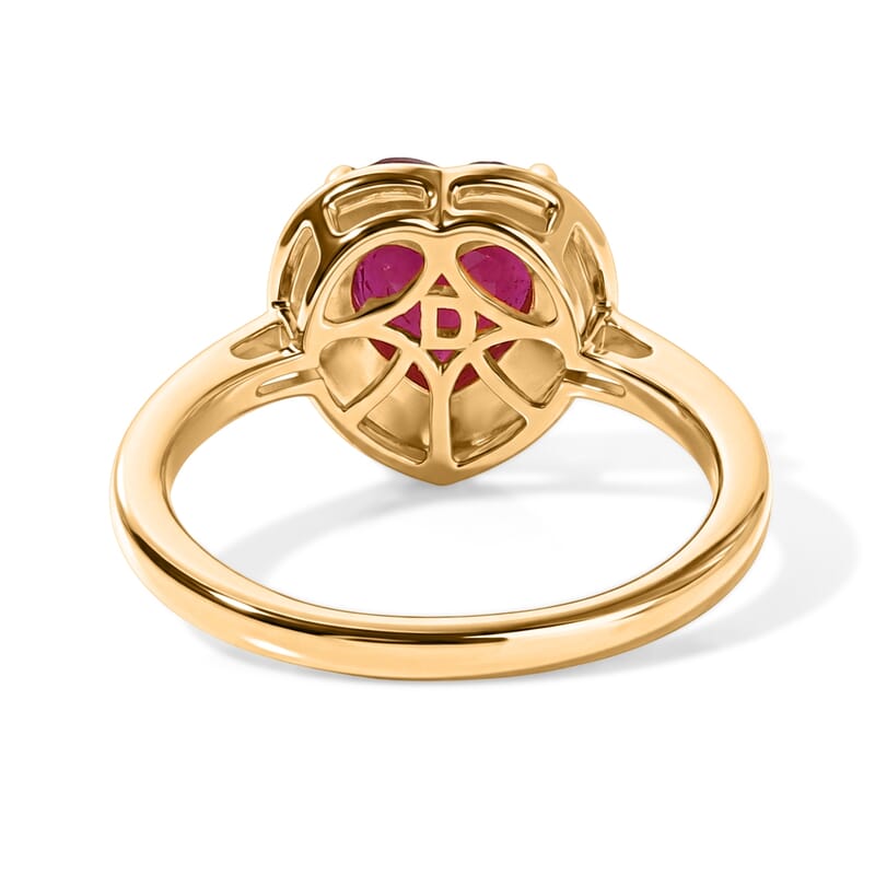 D'Joy Premium Niassa Ruby (FF) 2.60 ctw Glow Heart Ring in 18K Vermeil YG Over Sterling Silver (Size 6.0)