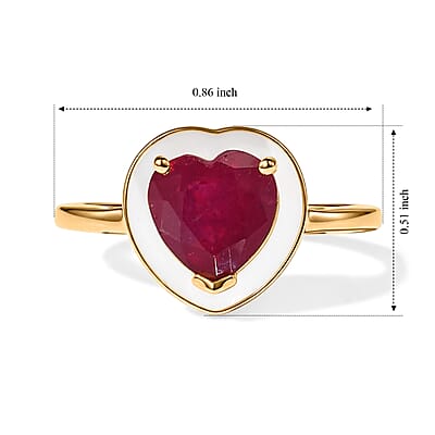 D'Joy Premium Niassa Ruby (FF) 2.60 ctw Glow Heart Ring in 18K Vermeil YG Over Sterling Silver (Size 6.0)