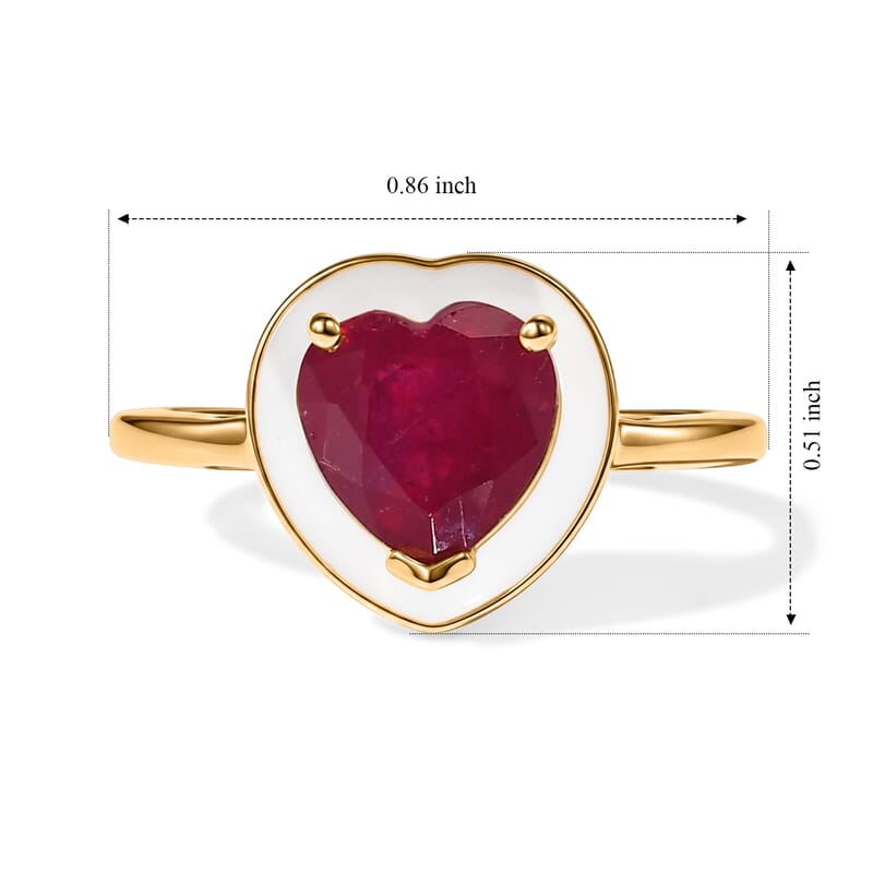 D'Joy Premium Niassa Ruby (FF) 2.60 ctw Glow Heart Ring in 18K Vermeil YG Over Sterling Silver (Size 6.0)