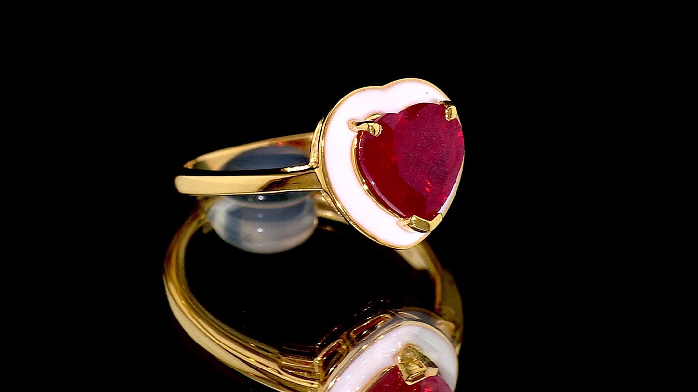 D'Joy Premium Niassa Ruby (FF) Ring in 18K Vermeil YG Over Sterling Silver (Size 10.0) 2.60 ctw 8661870