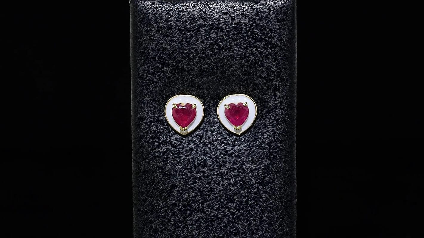 D''Joy Premium Niassa Ruby (FF) Earrings in 18K Vermeil YG Over Sterling Silver 2.20 ctw