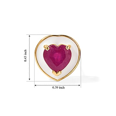 D'Joy Premium Niassa Ruby (FF) 2.20 ctw Glow Heart Stud Earrings in 18K Vermeil YG Over Sterling Silver