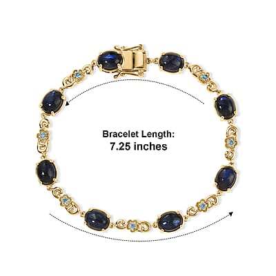 EverTrue AAA Malagasy Labradorite and Apatite 9.65 ctw Aurora Bloom Bracelet in 18K YG Plated (6.50 In)