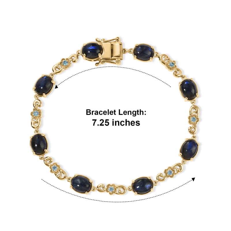 EverTrue AAA Malagasy Labradorite and Apatite 9.65 ctw Aurora Bloom Bracelet in 18K YG Plated (6.50 In)
