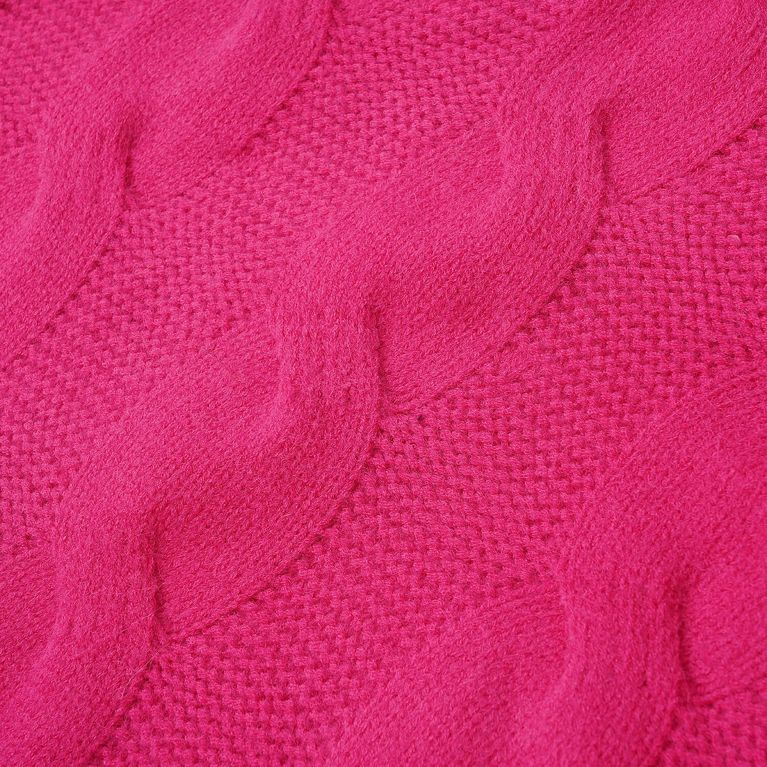 La Marey Magenta High Collar Fur Shawl