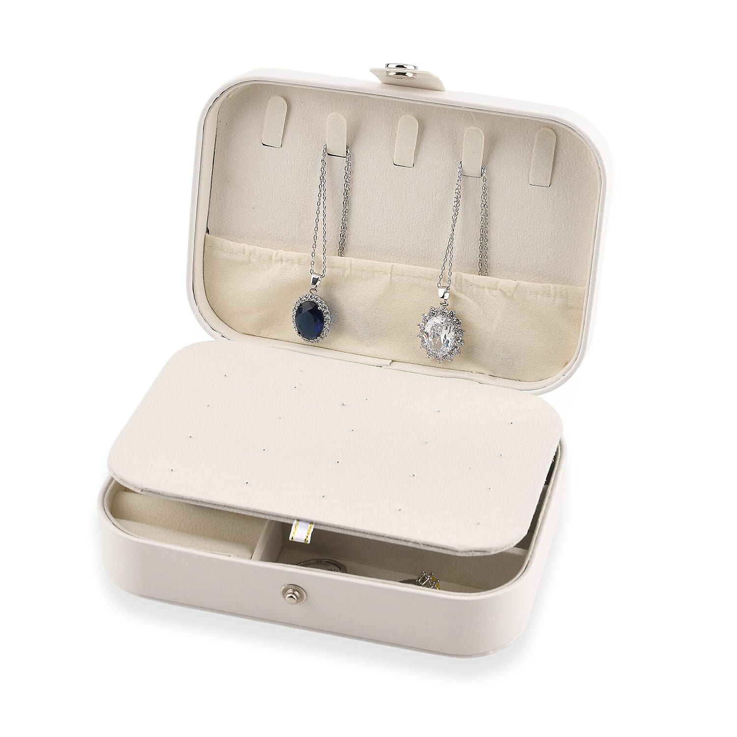 Cream Faux Leather Jewelry Box