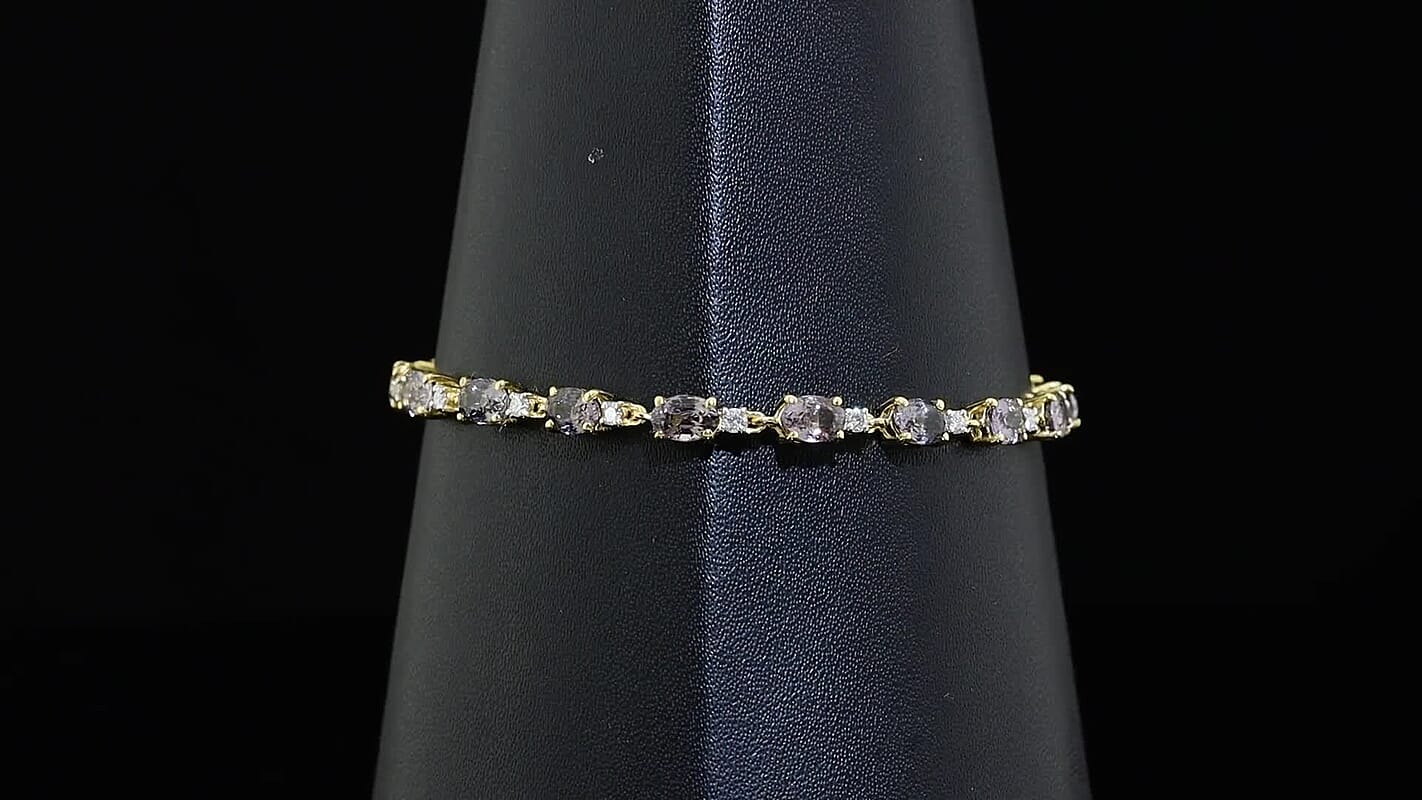 D'Joy Premium Platinum Spinel, Moissanite Bracelet in 18K Vermeil YG Over Sterling Silver (7.25 In) 10.25 ctw