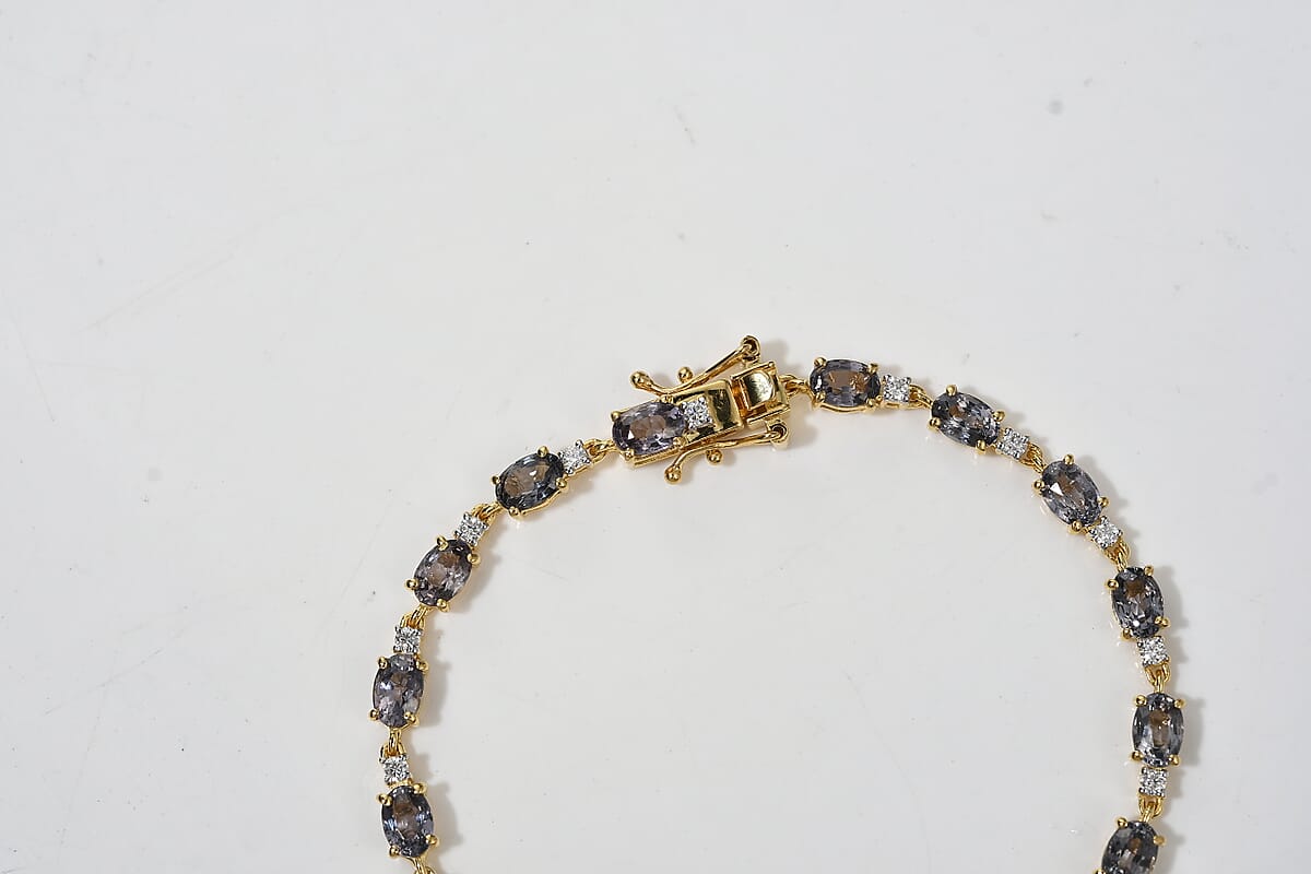 D'Joy Premium Platinum Spinel, Moissanite Bracelet in 18K Vermeil YG Over Sterling Silver (7.25 In) 10.25 ctw image number 1