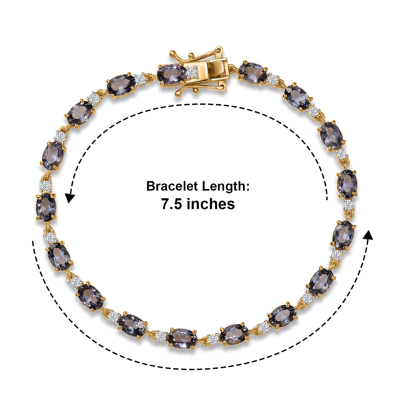 D'Joy Premium Platinum Spinel and Moissanite 10.25 ctw Frozen Starline Bracelet in 18K Vermeil Yellow Gold Over Sterling Silver (7.25 In)