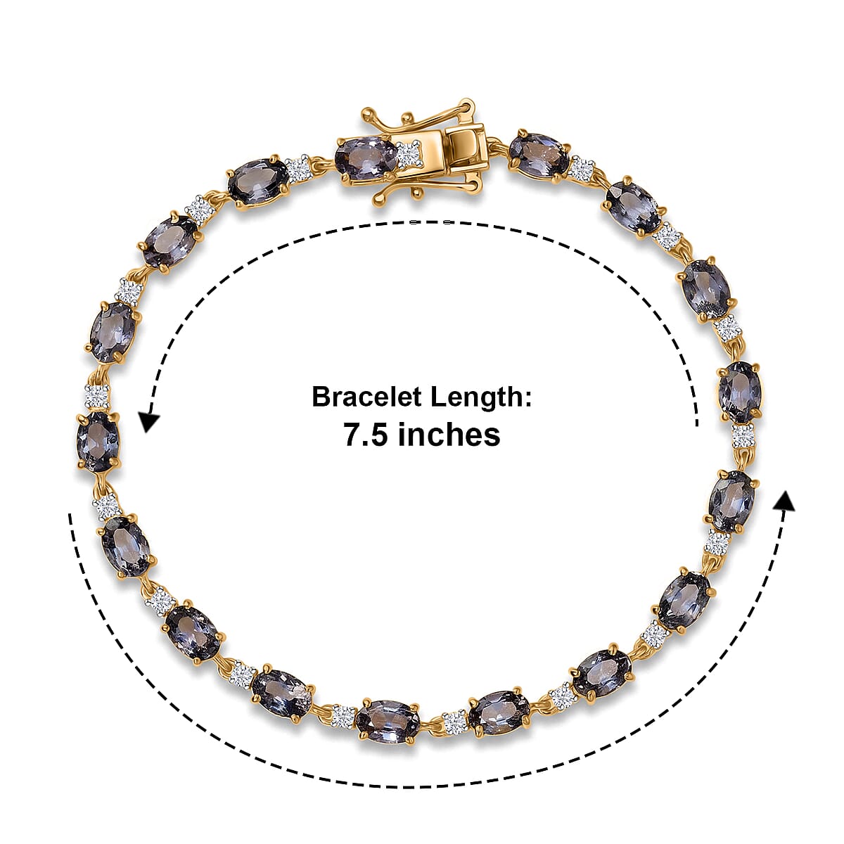 D'Joy Premium Platinum Spinel and Moissanite 10.25 ctw Bracelet in 18K Vermeil Yellow Gold Over Sterling Silver (7.25 In) image number 2