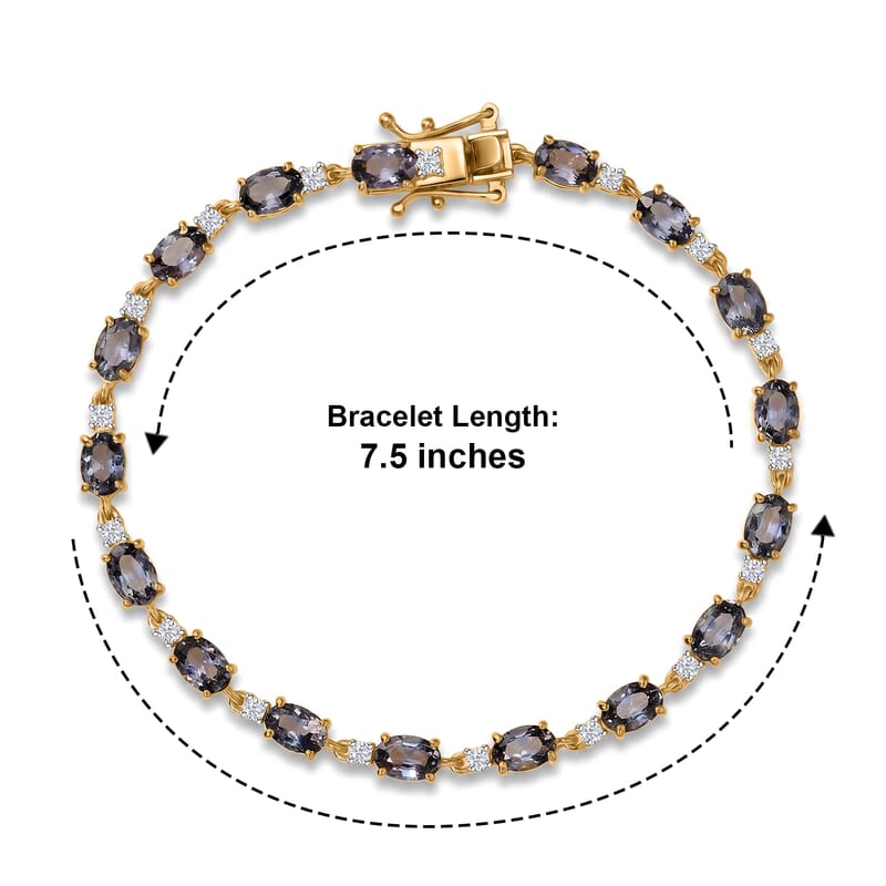D'Joy Premium Platinum Spinel and Moissanite 10.25 ctw Frozen Starline Bracelet in 18K Vermeil Yellow Gold Over Sterling Silver (7.25 In)