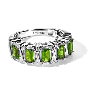EverTrue Chrome Diopside 1.40 ctw XOXO Band Ring in Platinum Bond (Size 5.0)