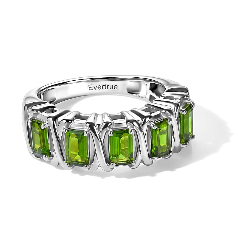 EverTrue Chrome Diopside 1.40 ctw XOXO Band Ring in Platinum Bond (Size 5.0)
