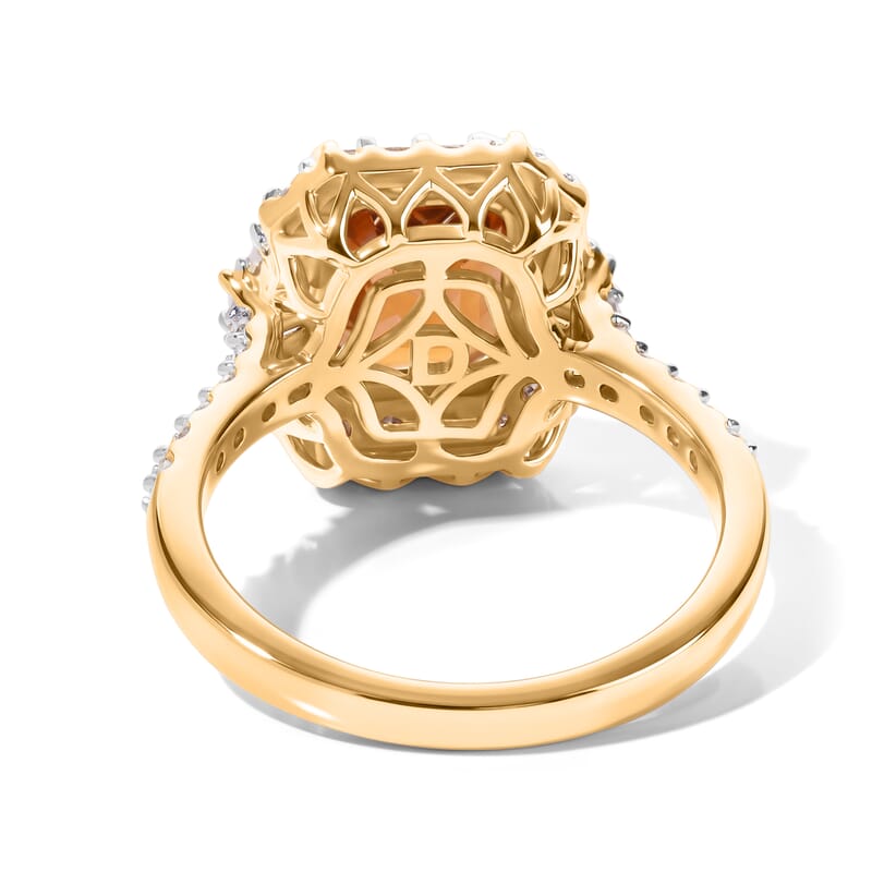 D'Joy Premium Honey Garnet and Moissanite 3.15 ctw Ring in 18K Vermeil Yellow Gold Over Sterling Silver (Size 6.0)