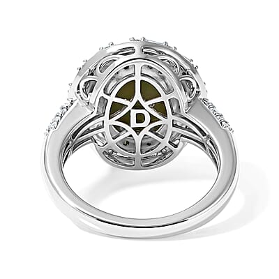 D'Joy Premium Australian Black Ridge Opal Triplet and Multi Gemstone 3.00 ctw Deep Sea Mystique Ring in Rhodium Over Sterling Silver (Size 8.0)