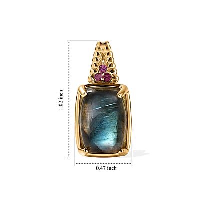 EverTrue AAA Malagasy Labradorite and Lotus Garnet 15.40 ctw Twilight Bloom Earrings in 18K Yellow Gold Plated