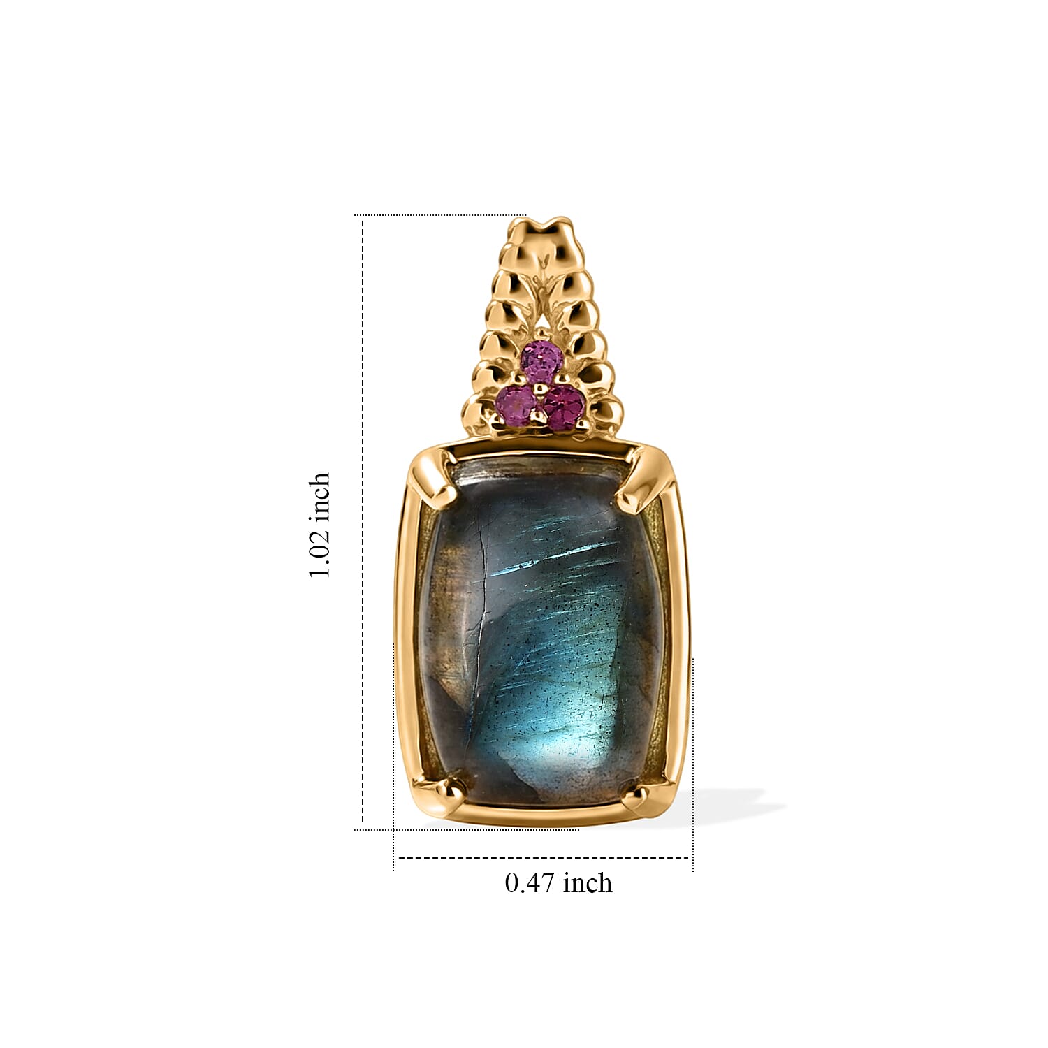 EverTrue AAA Malagasy Labradorite and Lotus Garnet 15.40 ctw Twilight Bloom Earrings in 18K Yellow Gold Plated