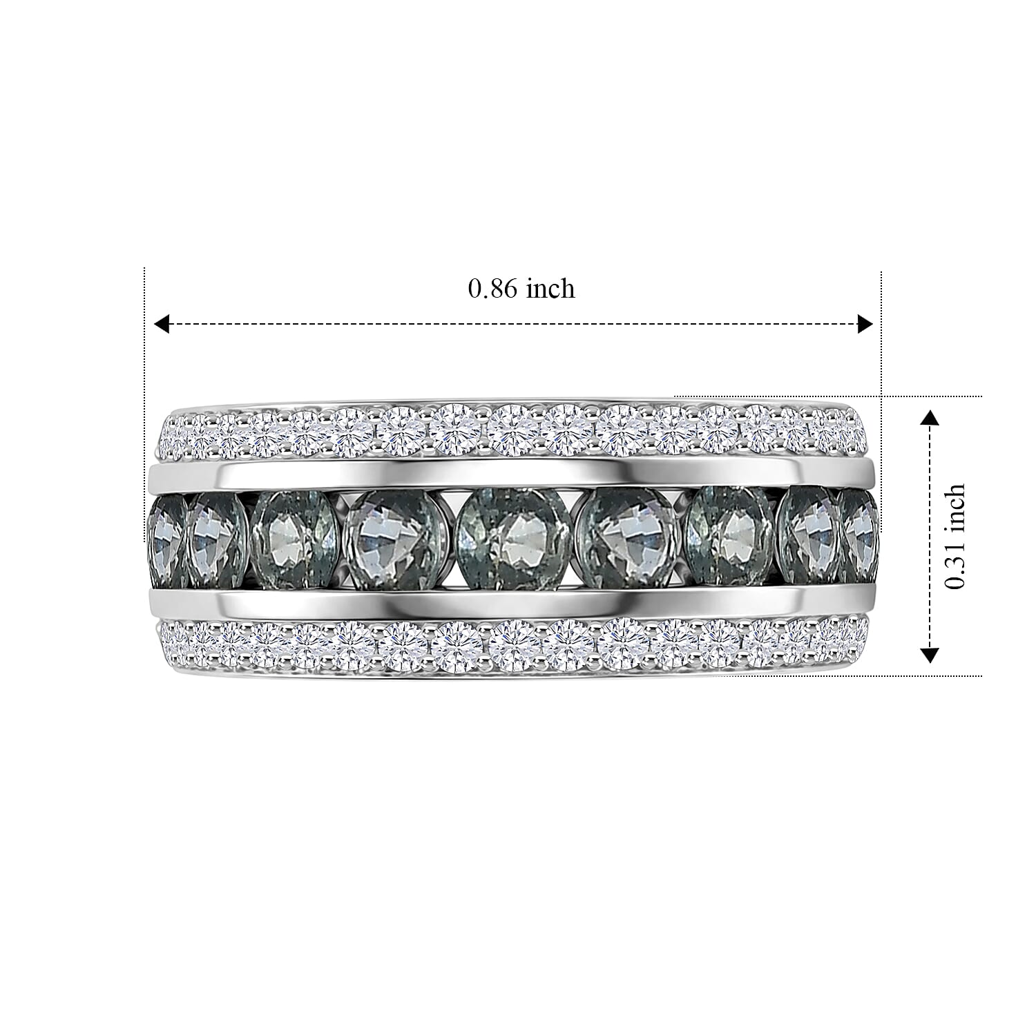 D'Joy Montana Sapphire and Moissanite 1.65 ctw Glacier Stream Ring in Rhodium Over Sterling Silver (Size 6.0)