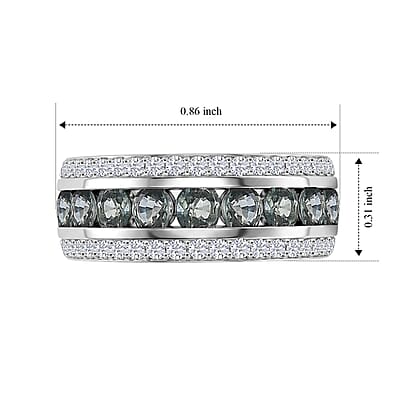 D'Joy Montana Sapphire and Moissanite 1.65 ctw Glacier Stream Ring in Rhodium Over Sterling Silver (Size 6.0)