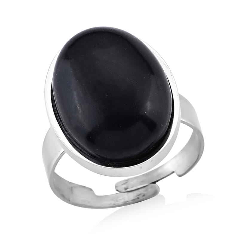 Shungite 20.00 ctw Ring in Stainless Steel (Size 7.00-9.00)