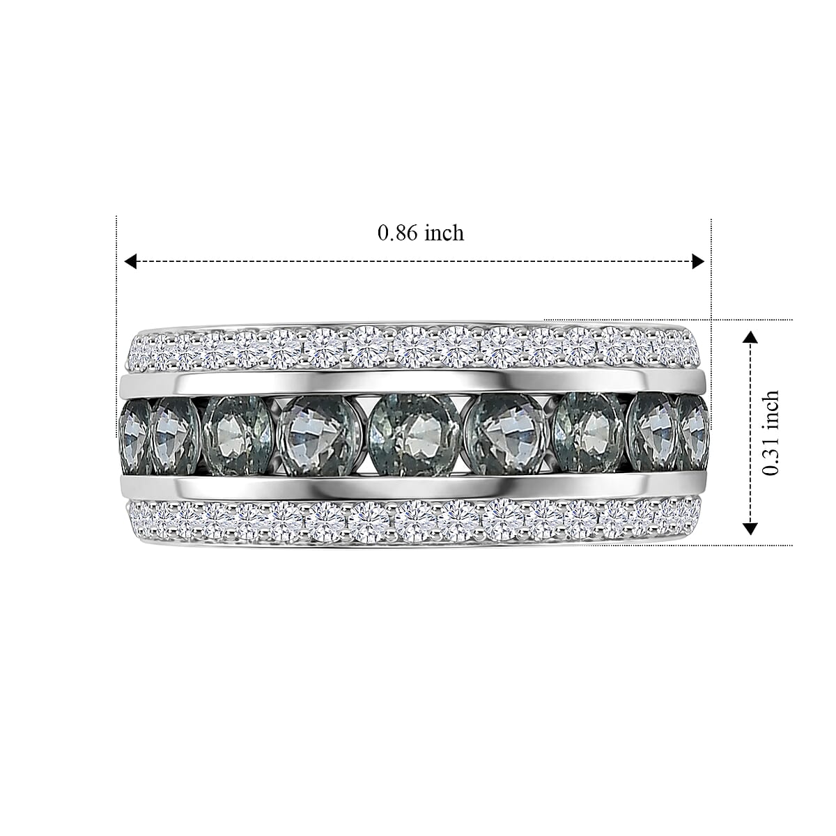 D'Joy Montana Sapphire and Moissanite 1.65 ctw Glacier Stream Ring in Rhodium Over Sterling Silver (Size 7.0) image number 5