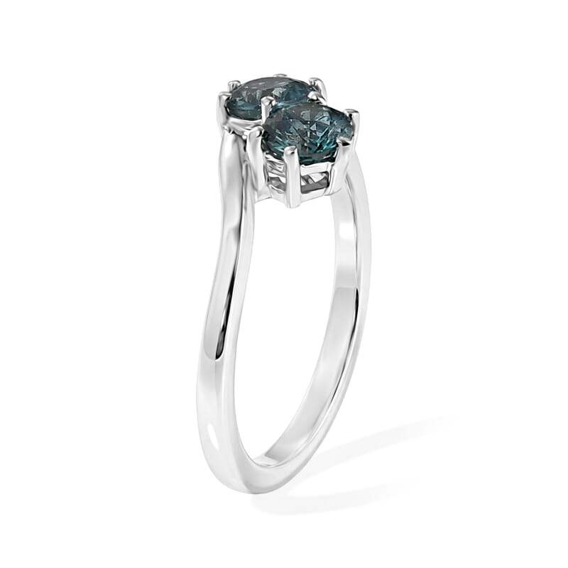 D'Joy Montana Sapphire 0.85 ctw Glacier Whisper Ring in Rhodium Over Sterling Silver (Size 10.0)