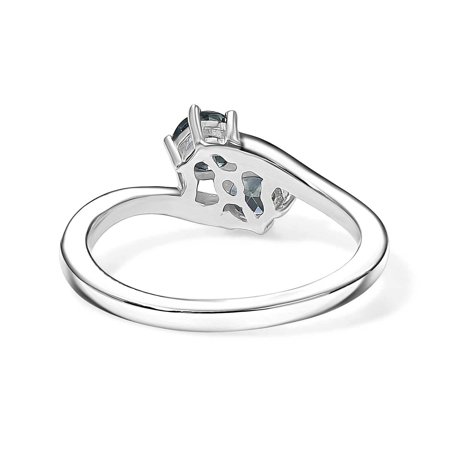 D'Joy Montana Sapphire 0.85 ctw Solitaire Glacier Whisper Ring in Rhodium Over Sterling Silver (Size 10.0)
