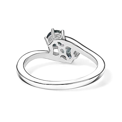 D'Joy Montana Sapphire 0.85 ctw Glacier Whisper Ring in Rhodium Over Sterling Silver (Size 10.0)
