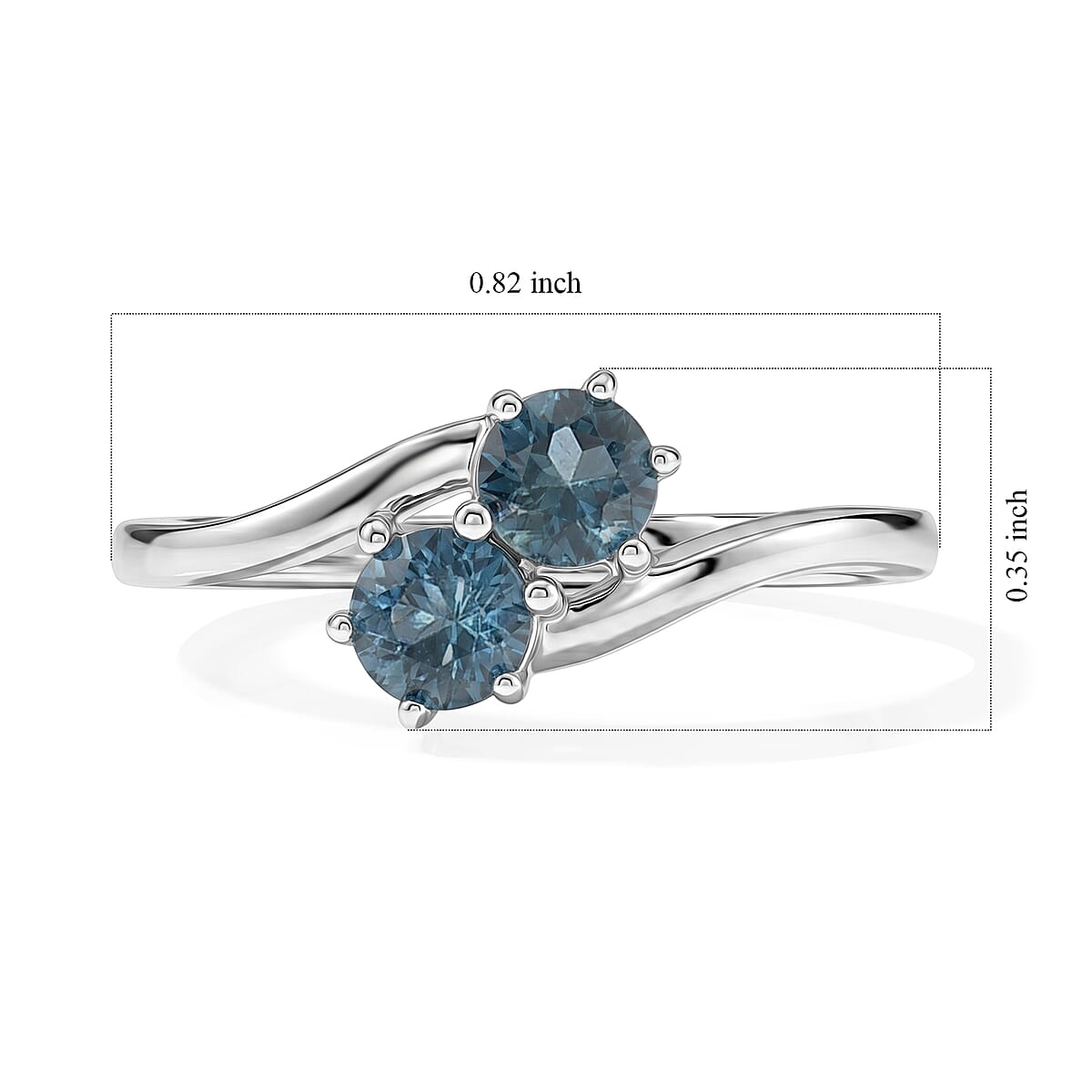 D'Joy Montana Sapphire 0.85 ctw Solitaire Glacier Whisper Ring in Rhodium Over Sterling Silver (Size 10.0) image number 5